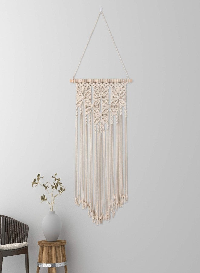 RLoncomix Macrame Wall Hanging Boho Art Woven Home Decoration Chic Cotton Rope Cord Wall Art for Apartment Living Room Bedroom Gallery, Beige, 16x28 Inches - Image 2